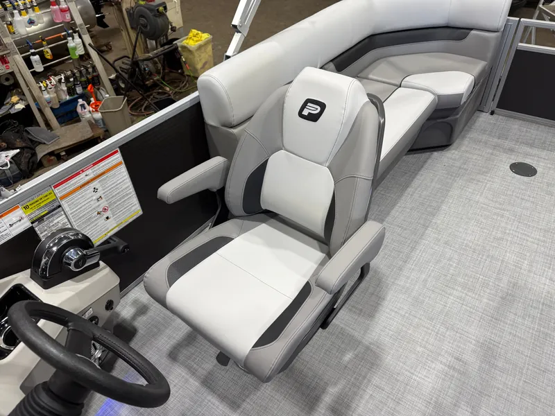 Slide: The Image of Interior of Princecraft Vectra 21 Pontoon, luxurious seating area, year 2026. - 11