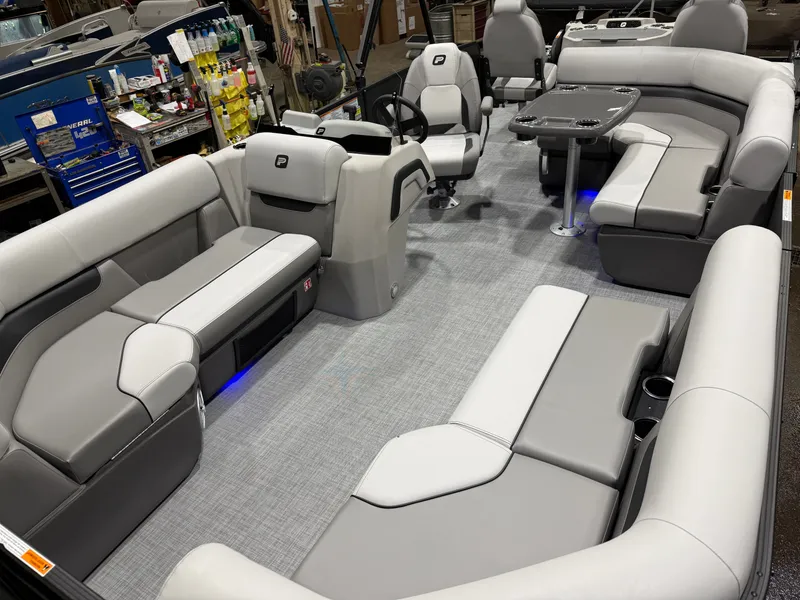 Slide: The Image of Interior of Princecraft 21 Sportfisher 2RS Pontoon, luxurious seating and helm console. - 27