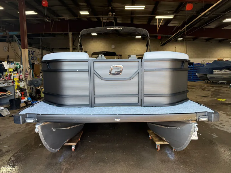 Slide: The Image of 2026 Princecraft 21 Sportfisher Pontoon displayed indoors. - 29