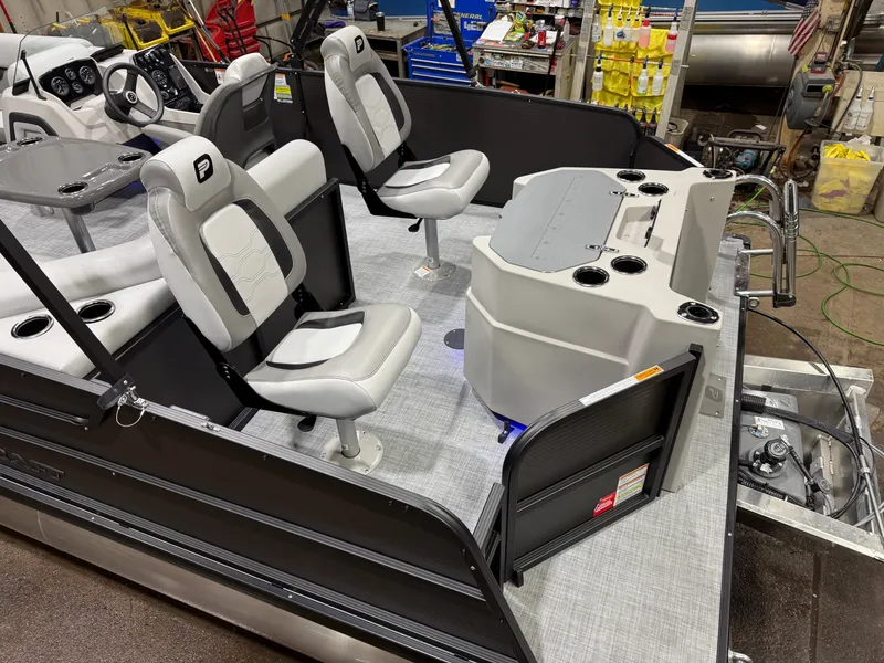 Slide: The Image of Interior of 2026 Princecraft 21 Sportfisher 2RS Pontoon with modern seating. - 4