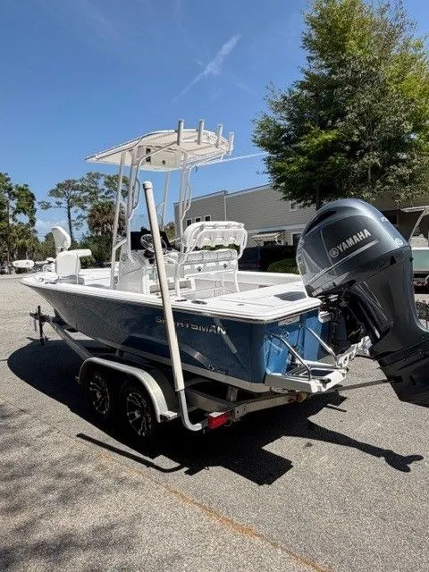 Slide: The Image of 2022 Sportsman Masters 207 boat with Yamaha engine on trailer. - 25
