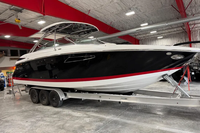 Slide: The Image of 2019 Cobalt R35 boat on trailer in indoor storage facility. - 20