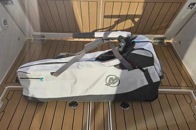 Slide: The Image of Bag on Greenline 39 yacht deck, 2024 model, with wooden flooring. - 27