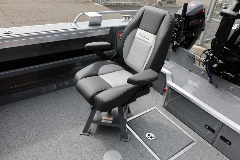 Slide: The Image of Captain's chair in 2026 Thunder Jet 209 Rush OT boat, featuring sleek design and comfort. - 36