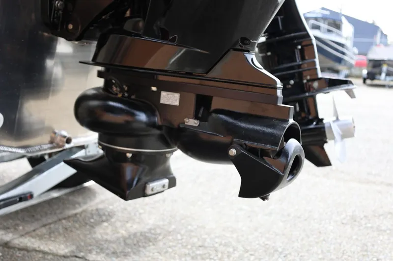 Slide: The Image of Close-up of 2026 Thunder Jet 209 Rush OT boat engine and propeller. - 43