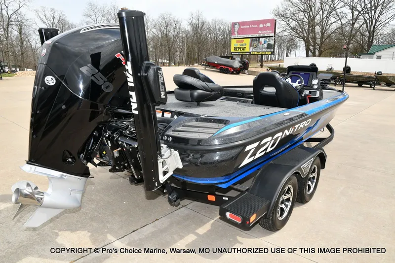 Slide: The Image of 2023 Nitro Z20 Pro boat with powerful outboard motor. - 21