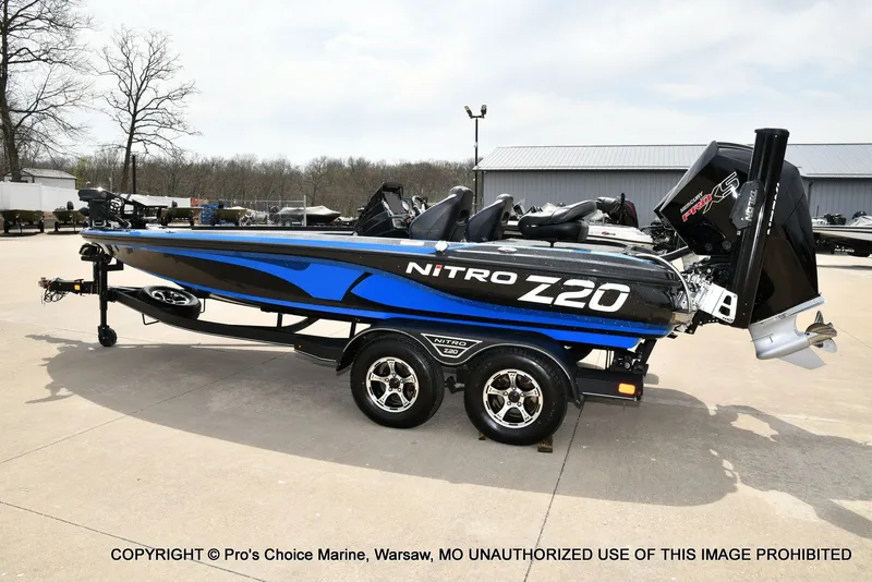 Slide: The Image of 2023 Nitro Z20 Pro boat on trailer, side view. - 30