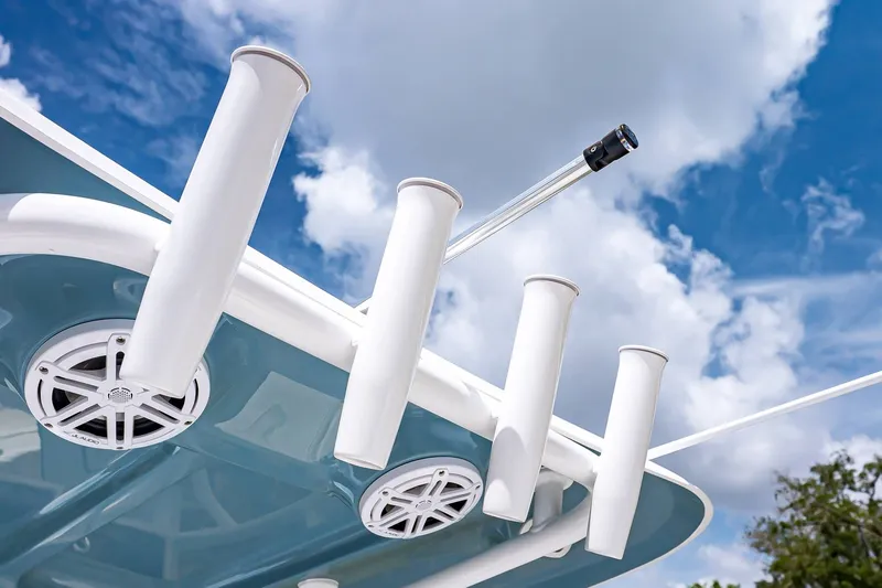 Slide: The Image of Sea Hunt Ultra 245 SE 2026 with rod holders and speakers. - 14