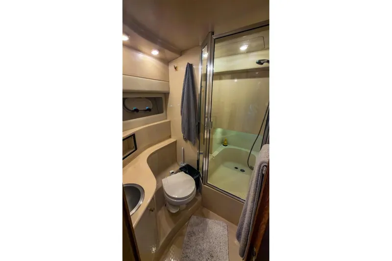 Slide: The Image of Bathroom interior of 2002 Bayliner 3988 Command Bridge Motoryacht with shower and toilet. - 31