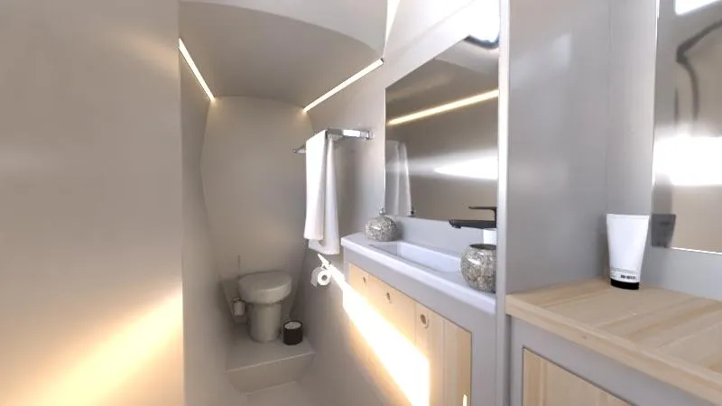 Slide: The Image of Modern bathroom in 2025 Catamaran Dual Flyer 400 with sleek design and ample lighting. - 21