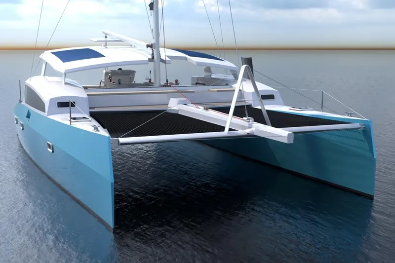The Image of 2026 Catamaran Cruisers Island Hopper on calm water, showcasing sleek design and modern features. - 0