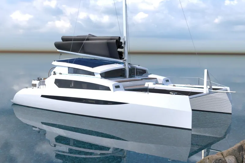 The Image of 2026 Catamaran Dual Flyer 400 sailing on calm waters under a cloudy sky. - 0