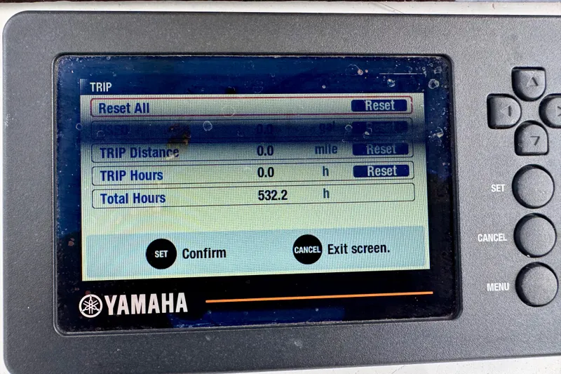 Slide: The Image of Yamaha display showing trip data for 2016 Sea Hunt Ultra 234 boat. - 7