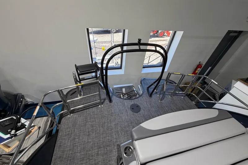 Slide: The Image of 2026 Godfrey Monaco 255 MTF boat interior with sleek seating and modern railing design. - 10