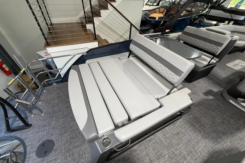 Slide: The Image of Luxurious seating on 2026 Godfrey Monaco 255 MTF pontoon boat, featuring modern design and comfort. - 12