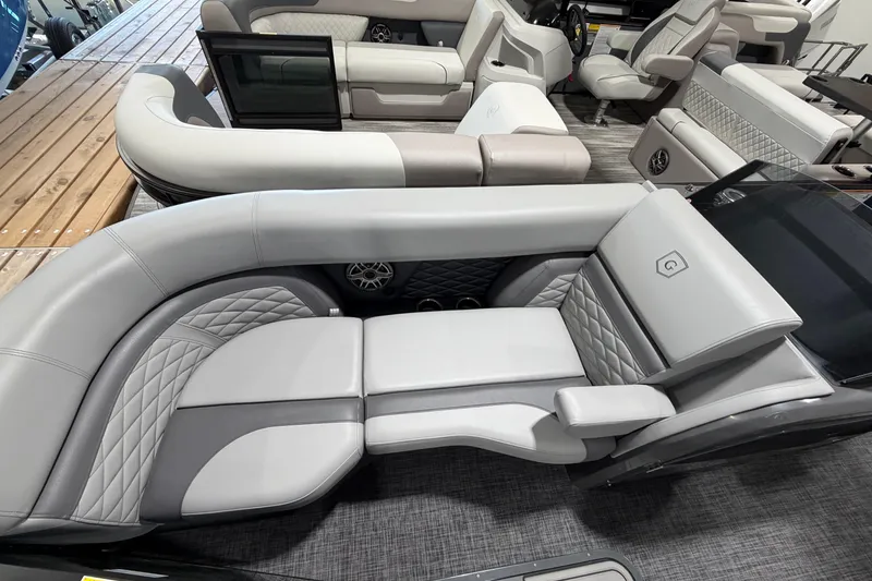 Slide: The Image of Luxurious interior of 2026 Godfrey Monaco 255 MTF pontoon boat with plush seating. - 3