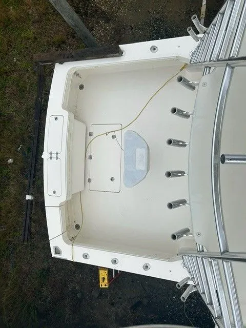 Slide: The Image of Aerial view of a 2007 Albemarle 36 Express Fisherman boat deck. - 4