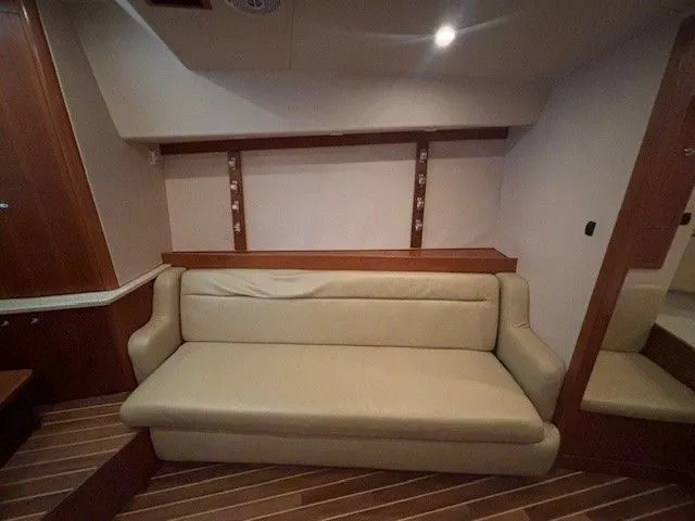 Slide: The Image of Interior of 2007 Albemarle 36 Express Fisherman with leather sofa. - 9