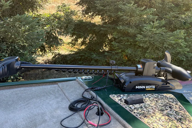 Slide: The Image of Minn Kota Terrova trolling motor on 2026 Tracker Bass Tracker Classic Limited boat. - 14
