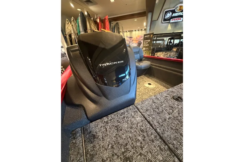 Slide: The Image of 2026 Tracker Pro Team 175 Crappie Edition boat interior with sleek design and comfortable seating. - 4