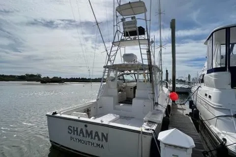 Slide: The Image of Henriques 38 El Bravo 1997 boat docked in Plymouth, MA. - 2