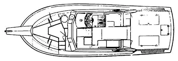 Slide: The Image of 1997 Henriques 38 El Bravo boat floor plan. - 5