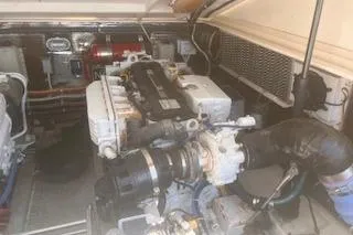 Slide: The Image of Engine room of 2008 Albemarle 360 Express Fisherman, showcasing mechanical components and layout. - 32