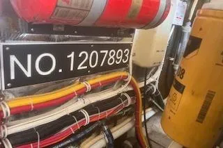 Slide: The Image of Engine room of 2008 Albemarle 360 Express Fisherman with wiring and equipment. - 38