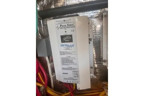 Slide: The Image of Engine room of 2008 Albemarle 360 Express Fisherman with wiring and equipment. - 42