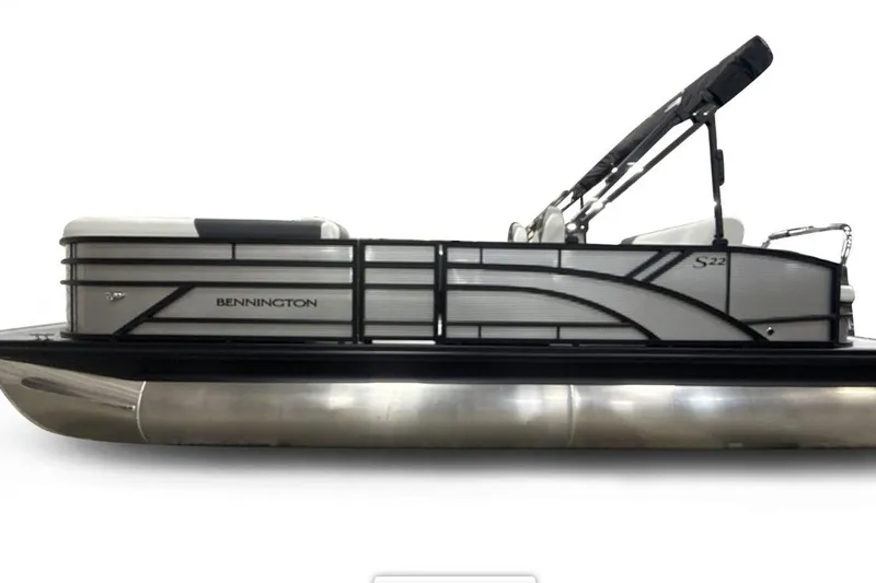 Slide: The Image of 2026 Bennington 22 S Swingback pontoon boat, sleek design, side view. - 5