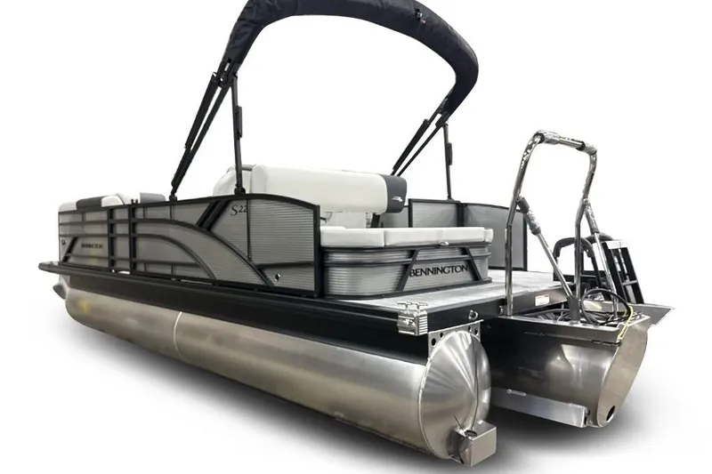 Slide: The Image of 2026 Bennington 22 S Swingback pontoon boat with sleek design and modern features. - 6