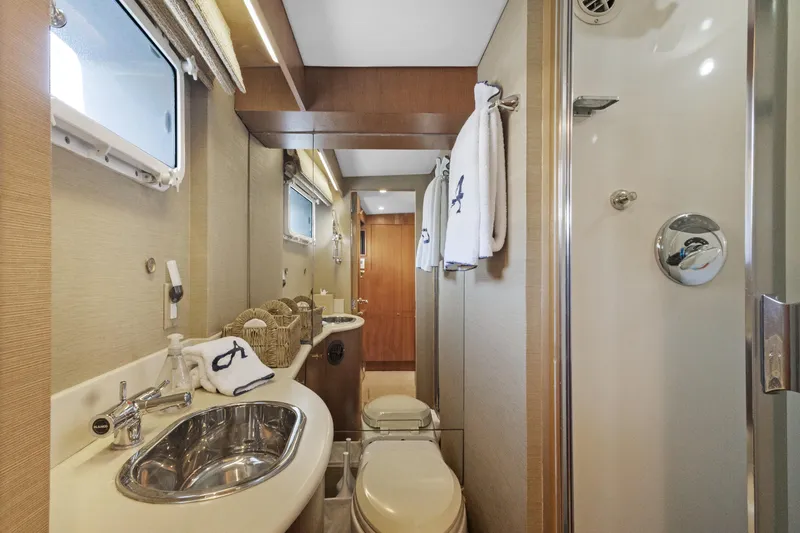 Slide: The Image of Luxurious yacht bathroom with modern fixtures, shower, and elegant decor, 1985 Burger model. - 32