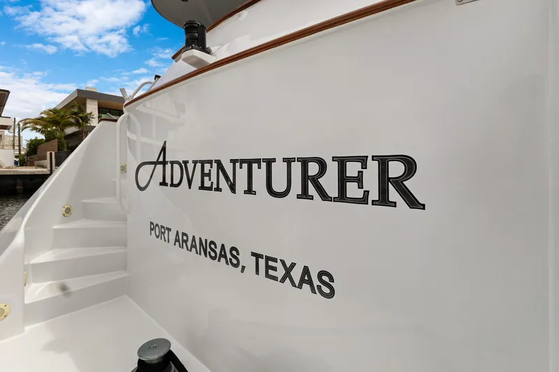 Slide: The Image of Luxury yacht "Adventurer" docked in Port Aransas, Texas, built by Burger in 1985. - 45