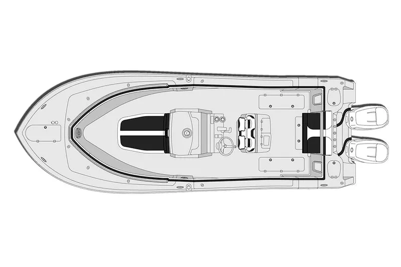 Slide: The Image of 2023 Tidewater 282 CC Adventure Bluewater boat deck with rod holders and storage compartments. - 19