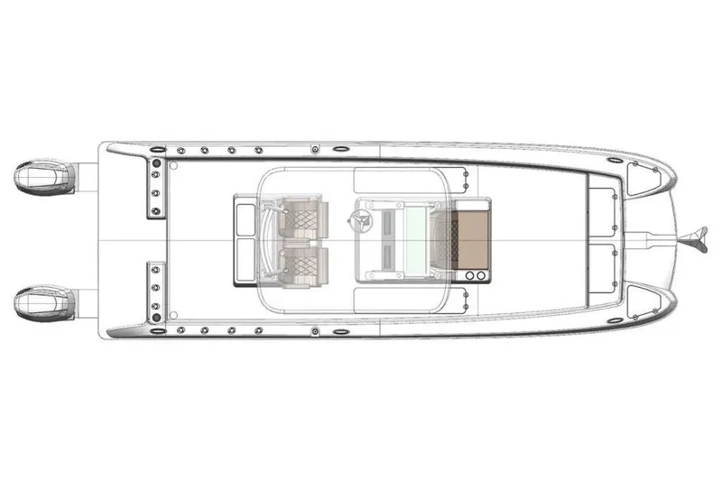 Slide: The Image of Manufacturer Provided Image: Top view schematic of 2026 Twin Vee 260 STX CC boat layout. - 16