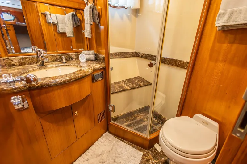 Slide: The Image of Luxurious bathroom in 2005 Ocean Alexander Raised Pilothouse Flybridge Sedan yacht. - 17