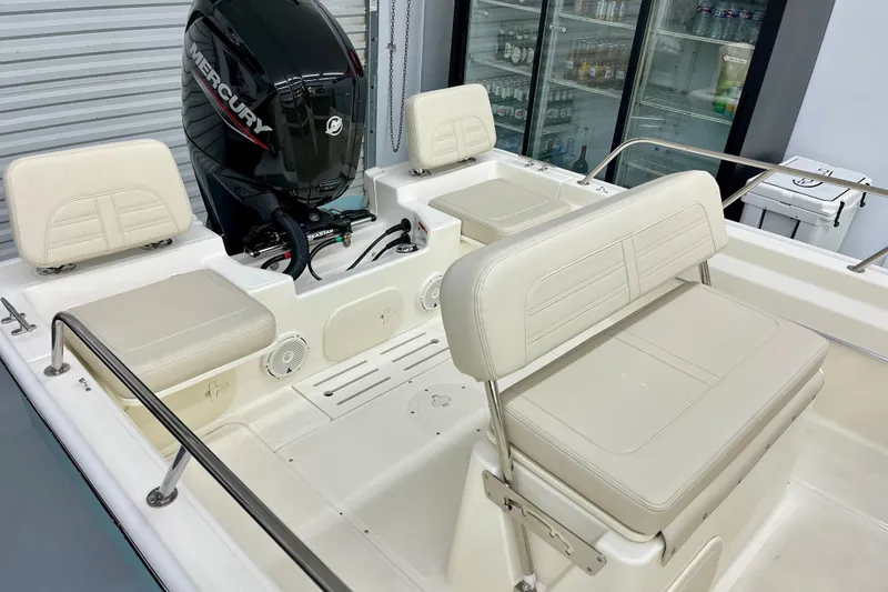 Slide: The Image of Interior of 2026 Boston Whaler 170 Montauk with Mercury engine. - 10