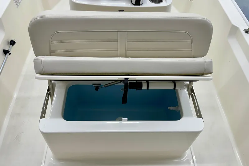 Slide: The Image of Boston Whaler 170 Montauk 2026 seat with storage compartment. - 9