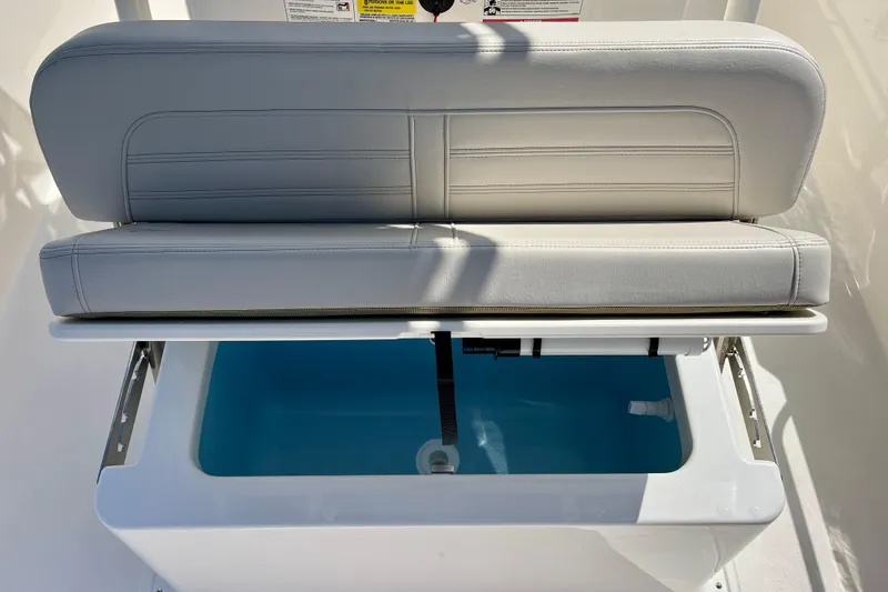 Slide: The Image of Boston Whaler 190 Montauk 2026 seat with storage compartment. - 10