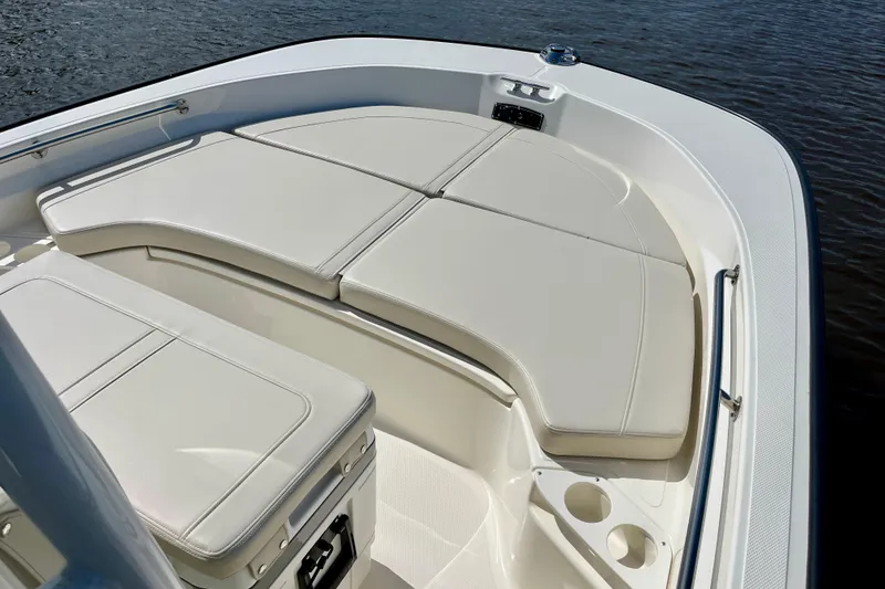 Slide: The Image of Boston Whaler 190 Montauk 2026, comfortable bow seating on water. - 20