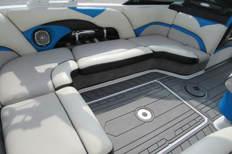 Slide: The Image of 2013 Malibu Wakesetter 20 VTX interior with stylish seating and modern design. - 4