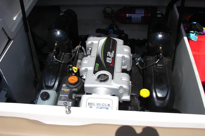 Slide: The Image of Luxurious 2018 Sea Ray SDX 290 boat interior with beige upholstery and speaker detail. - 36