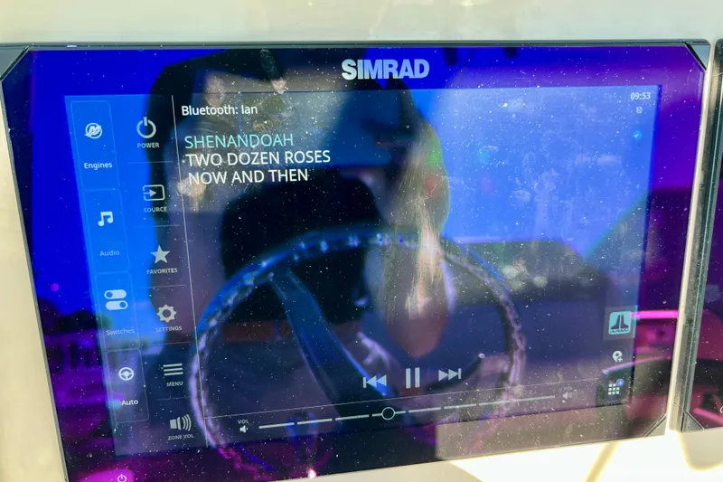Slide: The Image of Simrad display on Boston Whaler 280 Dauntless, showing Shenandoah music. - 22