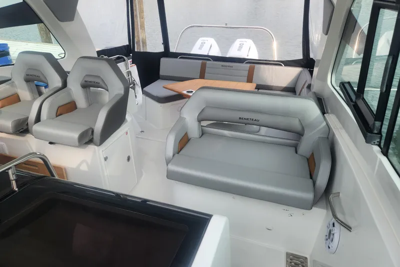 Slide: The Image of Interior of 2025 Beneteau Gran Turismo 32, featuring sleek seating and modern design elements. - 13