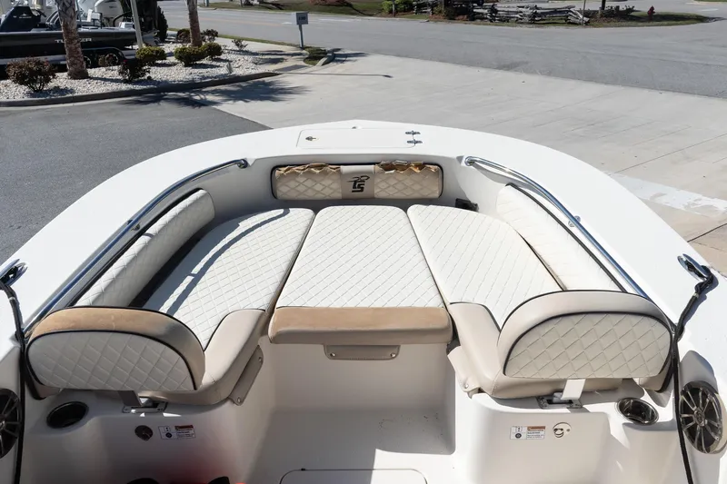 Slide: The Image of 2020 Carolina Skiff 24 Ultra Elite boat with luxurious seating and sleek design. - 12