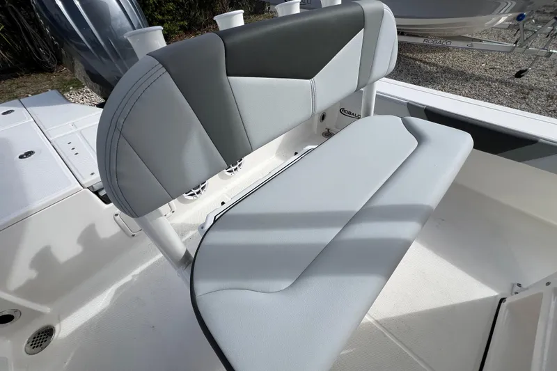 Slide: The Image of 2026 Robalo 226 Cayman boat seat with sleek, modern design and comfortable upholstery. - 15