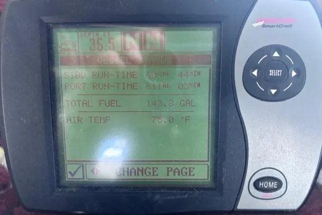 Slide: The Image of SmartCraft display showing Sea Ray Sundancer 320 engine data and air temperature. - 18