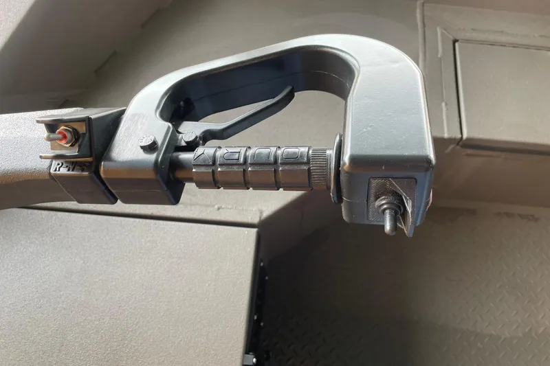 Slide: The Image of Close-up of throttle control on 2026 Reaper Boats 653 Timber Reaper. - 19