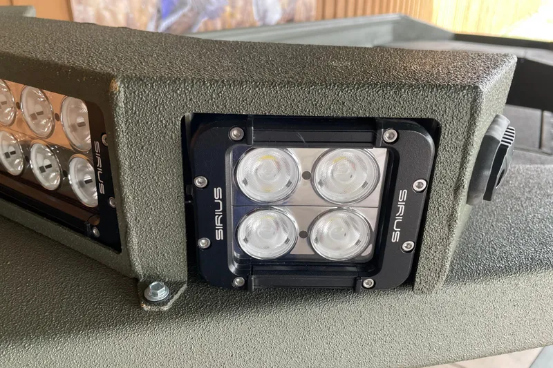 Slide: The Image of Close-up of Sirius LED lights on 2026 Reaper Boats 553 Timber Reaper. - 3