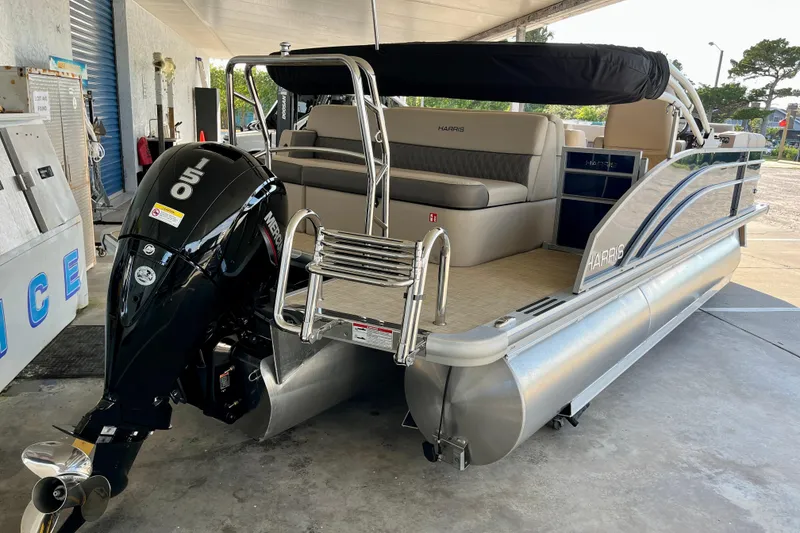 Slide: The Image of 2026 Harris Cruiser 210 pontoon boat with Mercury 150 engine. - 15